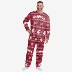 FOCO Washington State Cougars Mens Ugly Pattern Family Holiday Pajamas