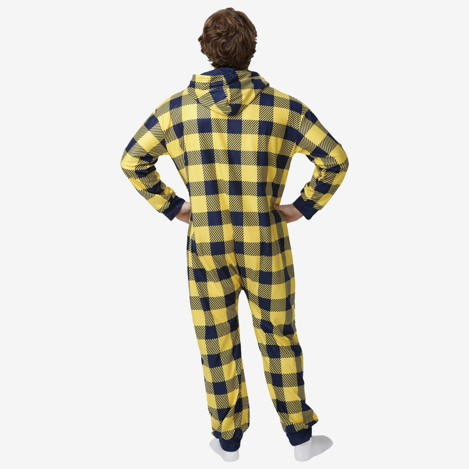 FOCO Michigan Wolverines Plaid One Piece Pajamas 4 FOCO Michigan Wolverines Plaid One Piece Pajamas - Image 2