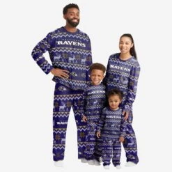 FOCO Baltimore Ravens Mens Ugly Pattern Family Holiday Pajamas -FOCO Shop PJSETNF21USBRV g3