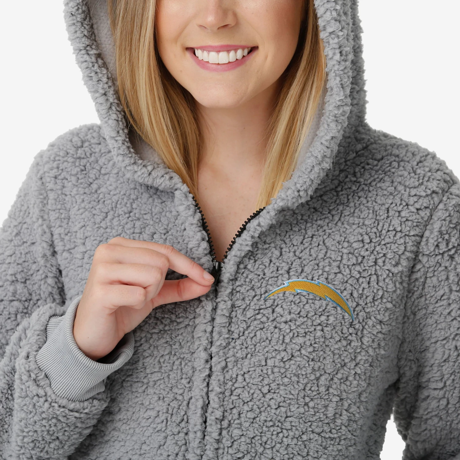 FOCO Los Angeles Chargers Womens Sherpa One Piece Pajamas 5 FOCO Los Angeles Chargers Womens Sherpa One Piece Pajamas - Image 3