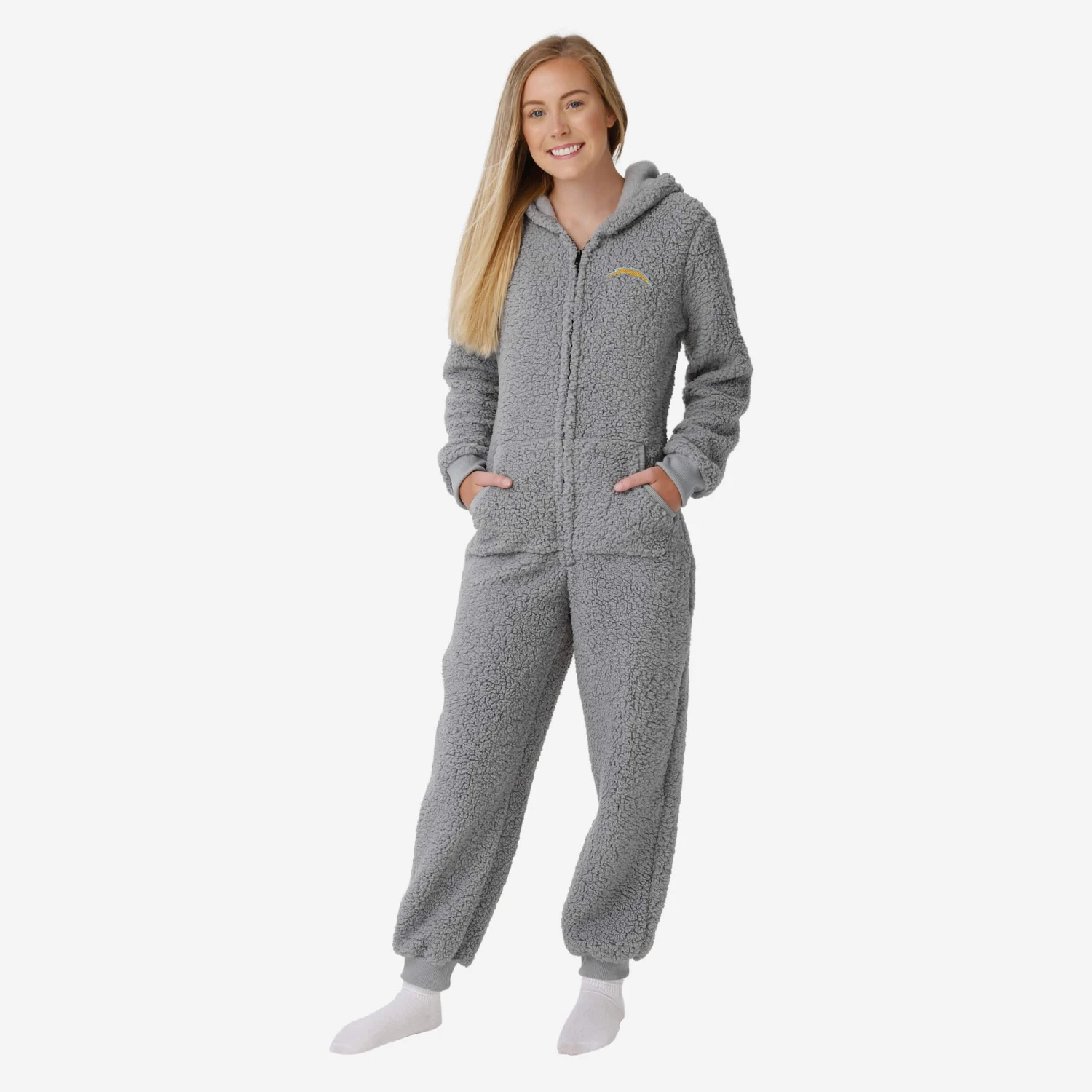 FOCO Los Angeles Chargers Womens Sherpa One Piece Pajamas 3 FOCO Los Angeles Chargers Womens Sherpa One Piece Pajamas