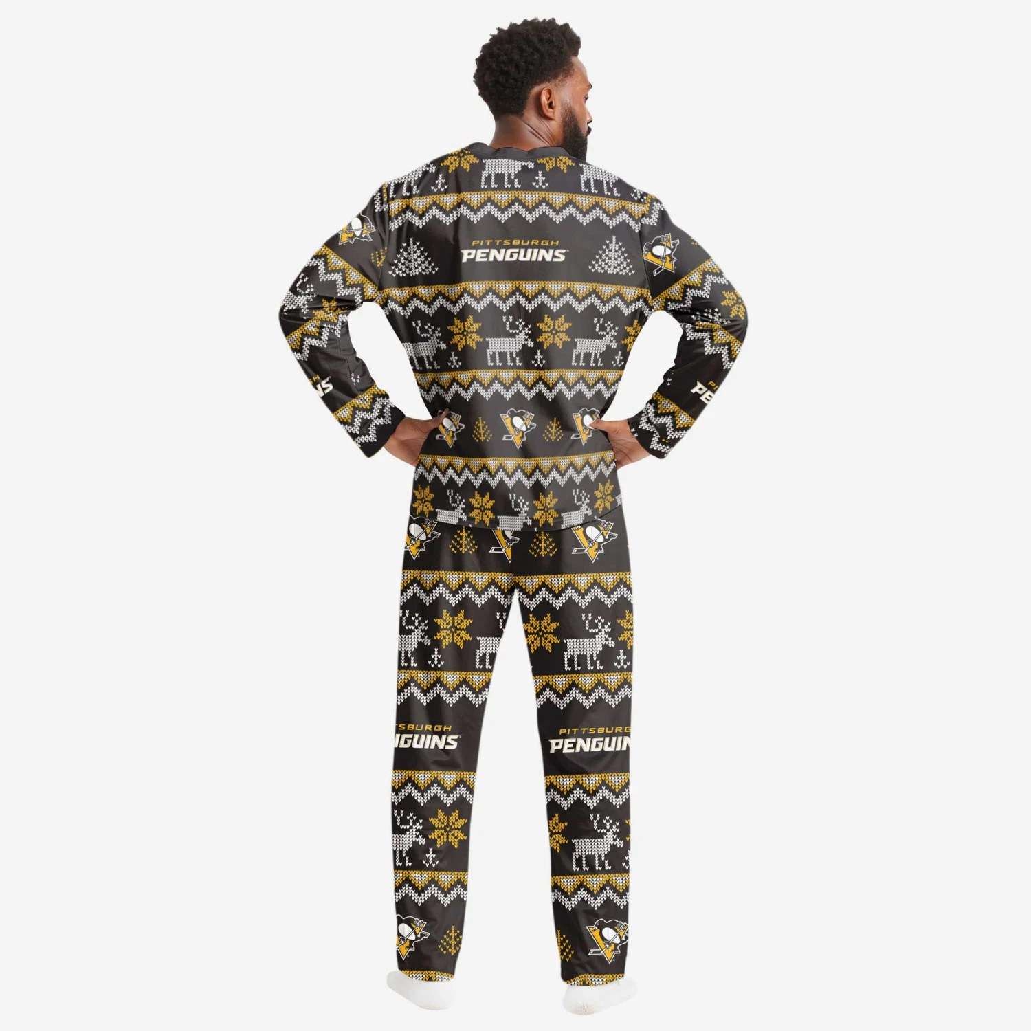 FOCO Pittsburgh Penguins Mens Ugly Pattern Family Holiday Pajamas 4 FOCO Pittsburgh Penguins Mens Ugly Pattern Family Holiday Pajamas - Image 2