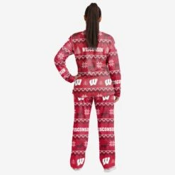 FOCO Wisconsin Badgers Womens Ugly Pattern Family Holiday Pajamas 6 FOCO Wisconsin Badgers Womens Ugly Pattern Family Holiday Pajamas -FOCO Shop PJSETWMNC21USWI s