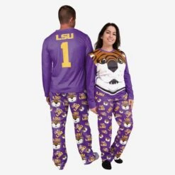 FOCO Mike The Tiger LSU Tigers Womens Mascot Pajamas -FOCO Shop PJSETWMNCMSLSU g3