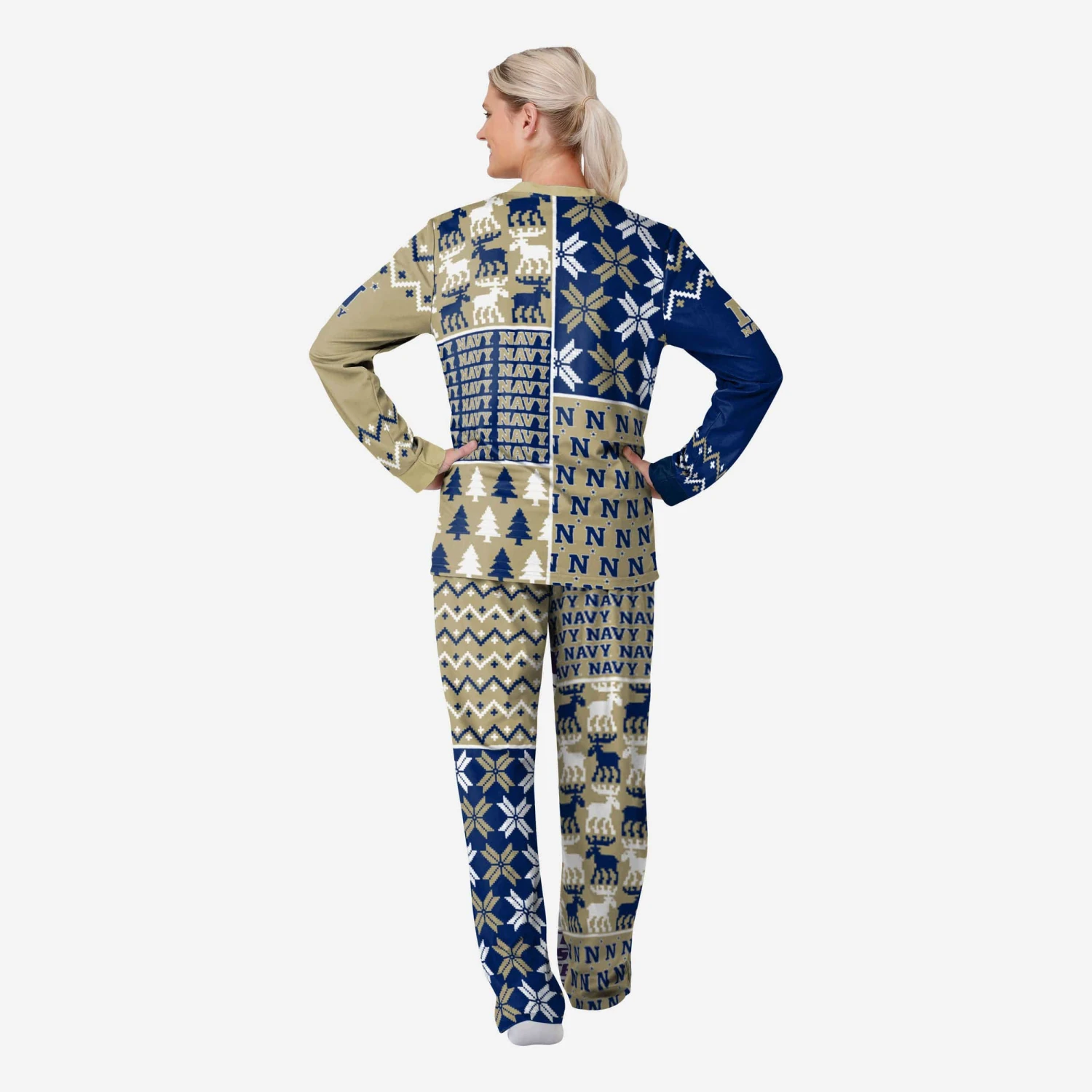 FOCO Navy Midshipmen Womens Busy Block Family Holiday Pajamas 4 FOCO Navy Midshipmen Womens Busy Block Family Holiday Pajamas - Image 2