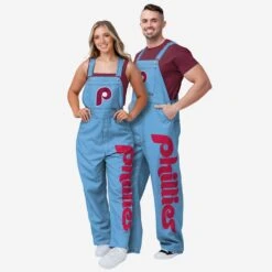 FOCO Philadelphia Phillies Mens Powder Blue Big Logo Bib Overalls -FOCO Shop PNTMBBLOA2PH g3