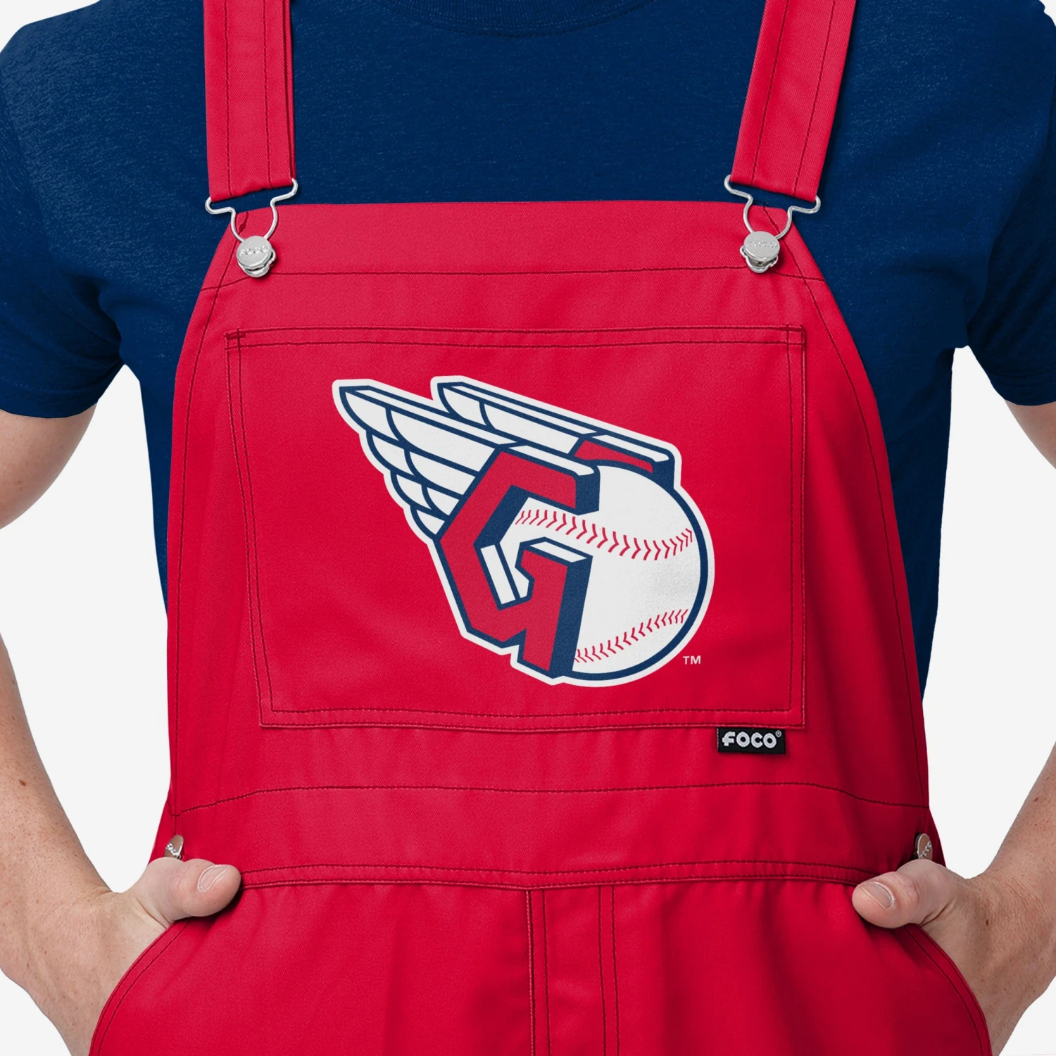 FOCO Cleveland Guardians Mens Big Logo Bib Overalls 6 FOCO Cleveland Guardians Mens Big Logo Bib Overalls - Image 4