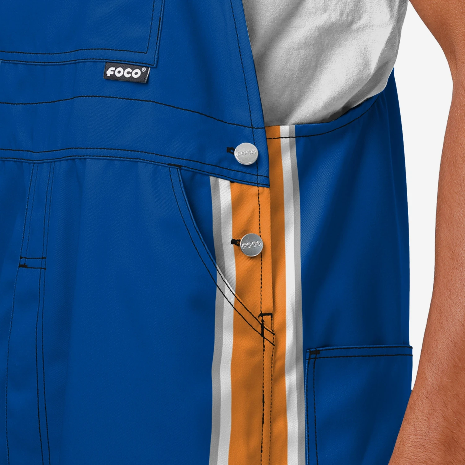 FOCO New York Knicks Mens Team Stripe Bib Overalls 6 FOCO New York Knicks Mens Team Stripe Bib Overalls - Image 4