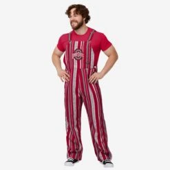 FOCO Ohio State Buckeyes Mens Hyper Stripe Bib Overalls