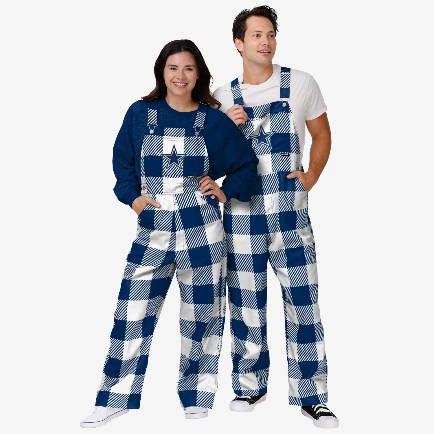 FOCO Dallas Cowboys Mens Plaid Bib Overalls 5 FOCO Dallas Cowboys Mens Plaid Bib Overalls - Image 3