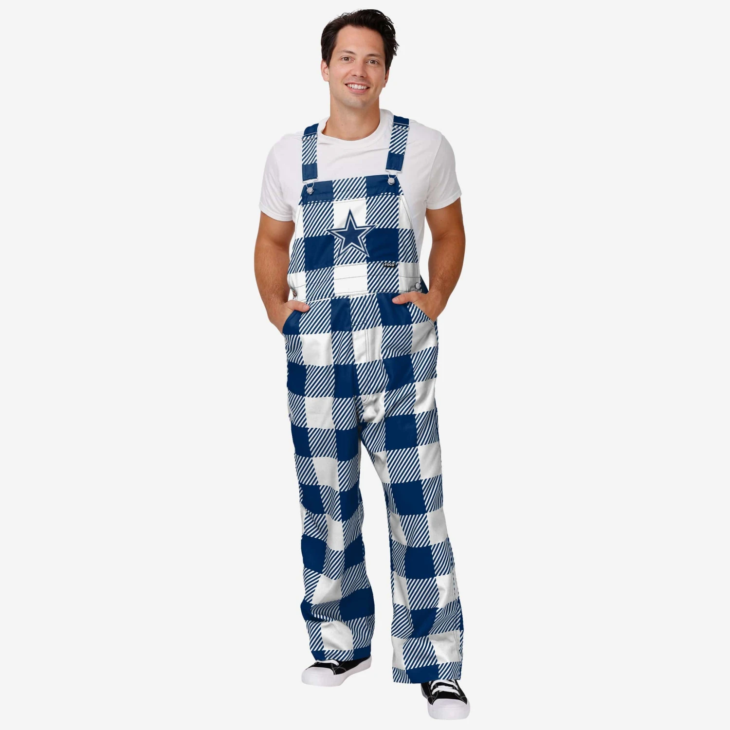 FOCO Dallas Cowboys Mens Plaid Bib Overalls 3 FOCO Dallas Cowboys Mens Plaid Bib Overalls