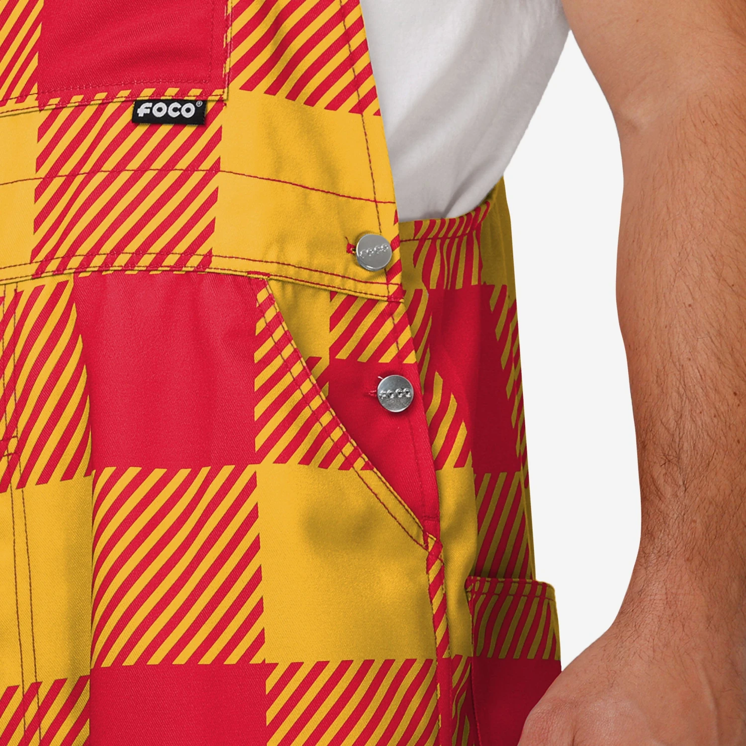 FOCO Kansas City Chiefs Mens Plaid Bib Overalls 7 FOCO Kansas City Chiefs Mens Plaid Bib Overalls - Image 5