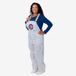 FOCO Chicago Cubs Womens Pinstripe Bib Overalls