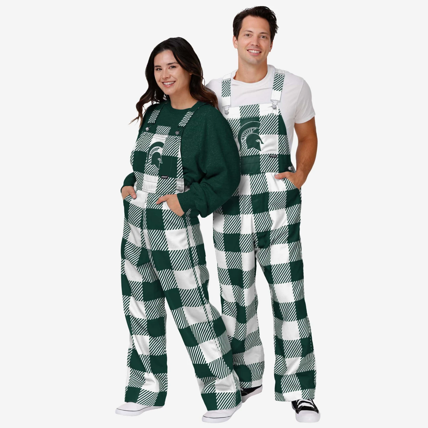 FOCO Michigan State Spartans Womens Plaid Bib Overalls 5 FOCO Michigan State Spartans Womens Plaid Bib Overalls - Image 3