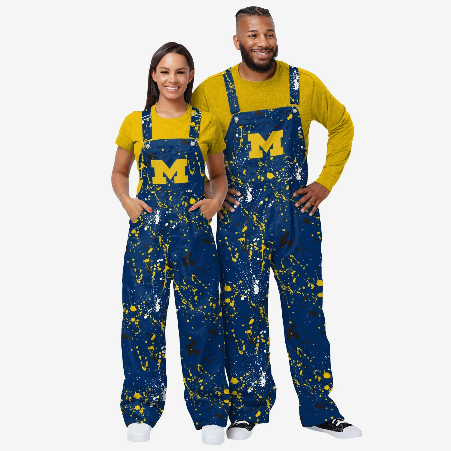 FOCO Michigan Wolverines Womens Paint Splatter Bib Overalls 5 FOCO Michigan Wolverines Womens Paint Splatter Bib Overalls - Image 3