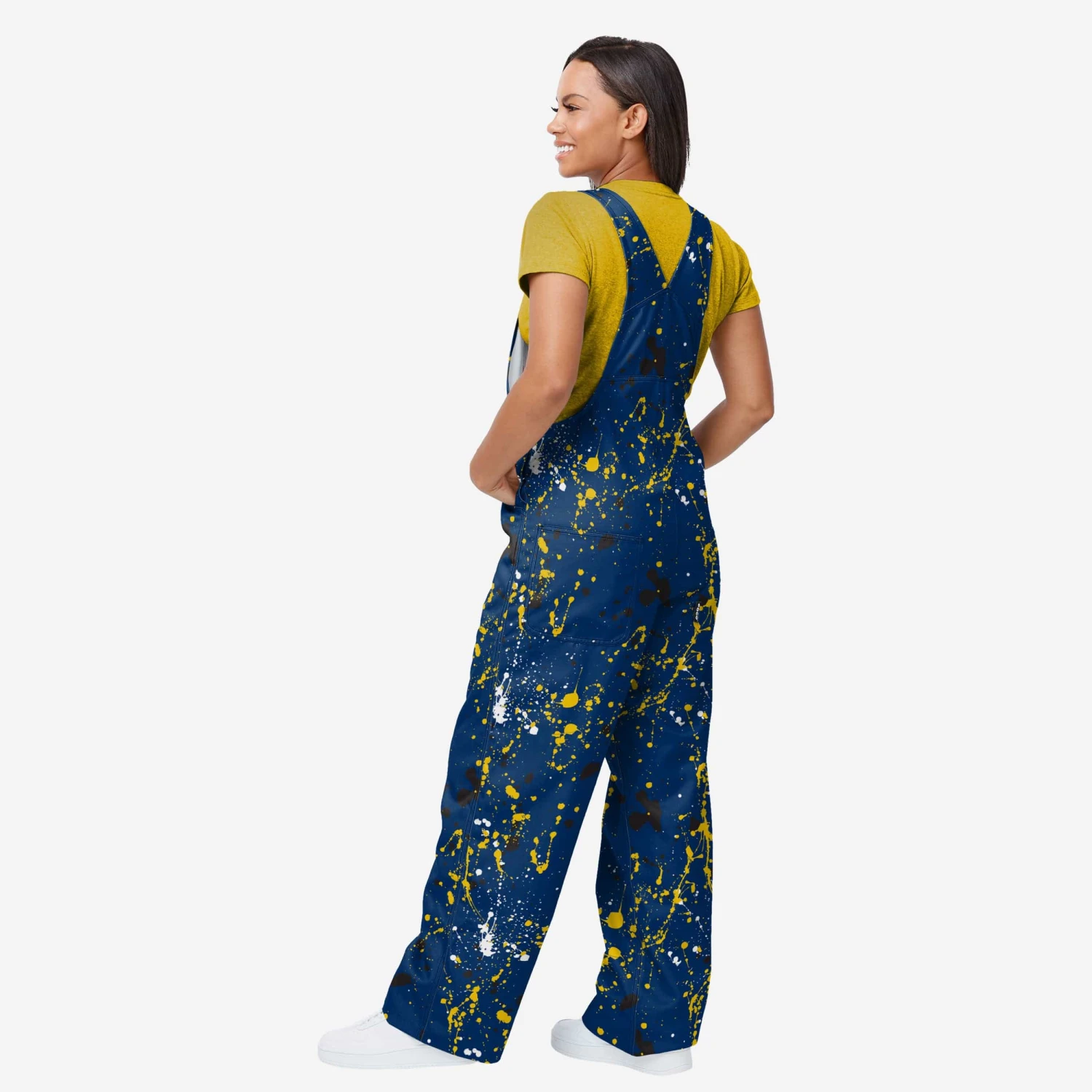FOCO Michigan Wolverines Womens Paint Splatter Bib Overalls 4 FOCO Michigan Wolverines Womens Paint Splatter Bib Overalls - Image 2