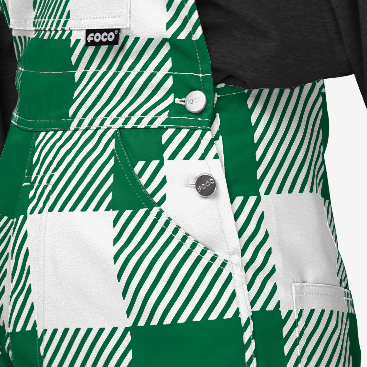 FOCO Philadelphia Eagles Kelly Green Womens Plaid Bib Overalls 7 FOCO Philadelphia Eagles Kelly Green Womens Plaid Bib Overalls - Image 5