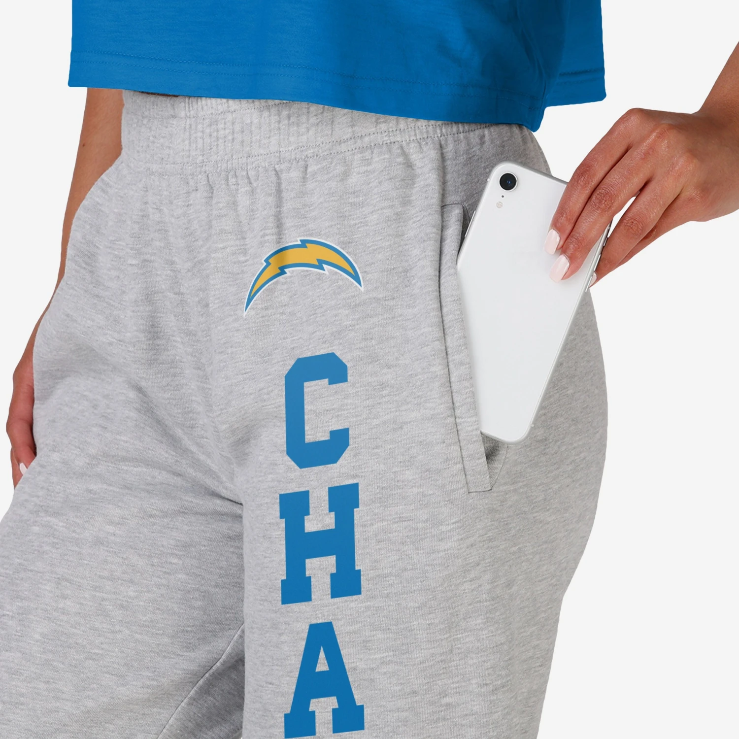 FOCO Los Angeles Chargers Womens Big Wordmark Gray Sweatpants 5 FOCO Los Angeles Chargers Womens Big Wordmark Gray Sweatpants - Image 3