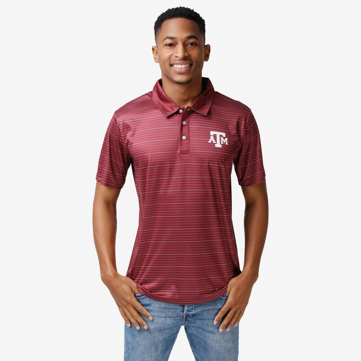 FOCO Texas A&M Aggies Striped Polyester Polo 3 FOCO Texas A&M Aggies Striped Polyester Polo