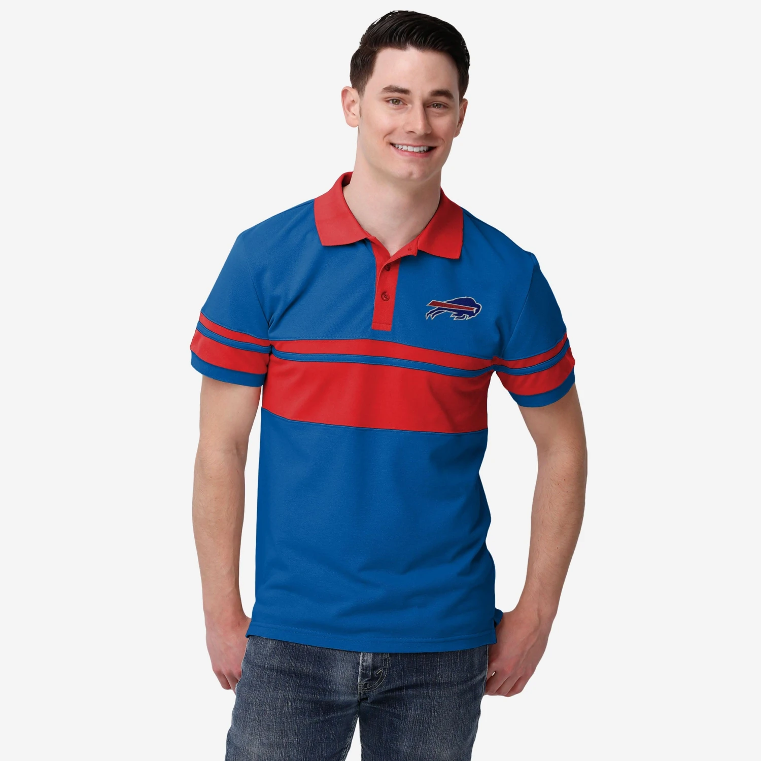 FOCO Buffalo Bills Cotton Stripe Polo 3 FOCO Buffalo Bills Cotton Stripe Polo