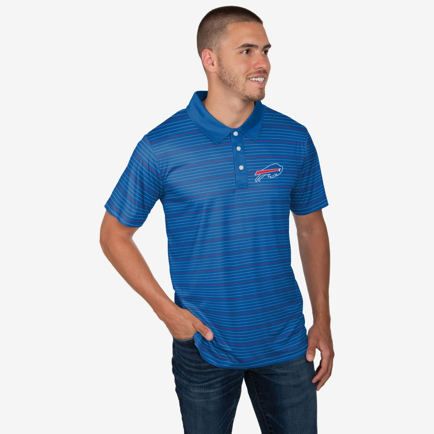 FOCO Buffalo Bills Striped Polyester Polo 3 FOCO Buffalo Bills Striped Polyester Polo