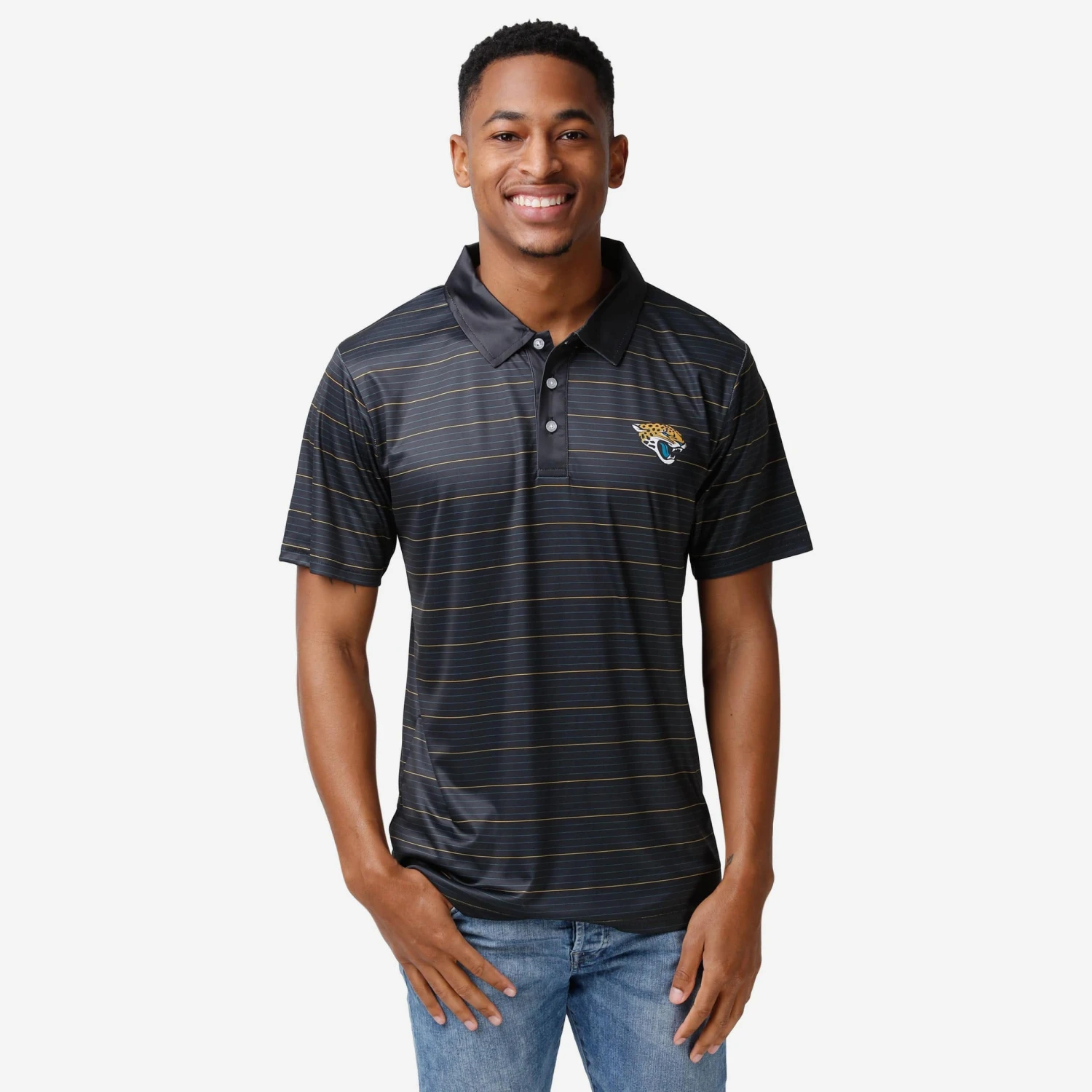 FOCO Jacksonville Jaguars Striped Polyester Polo 3 FOCO Jacksonville Jaguars Striped Polyester Polo