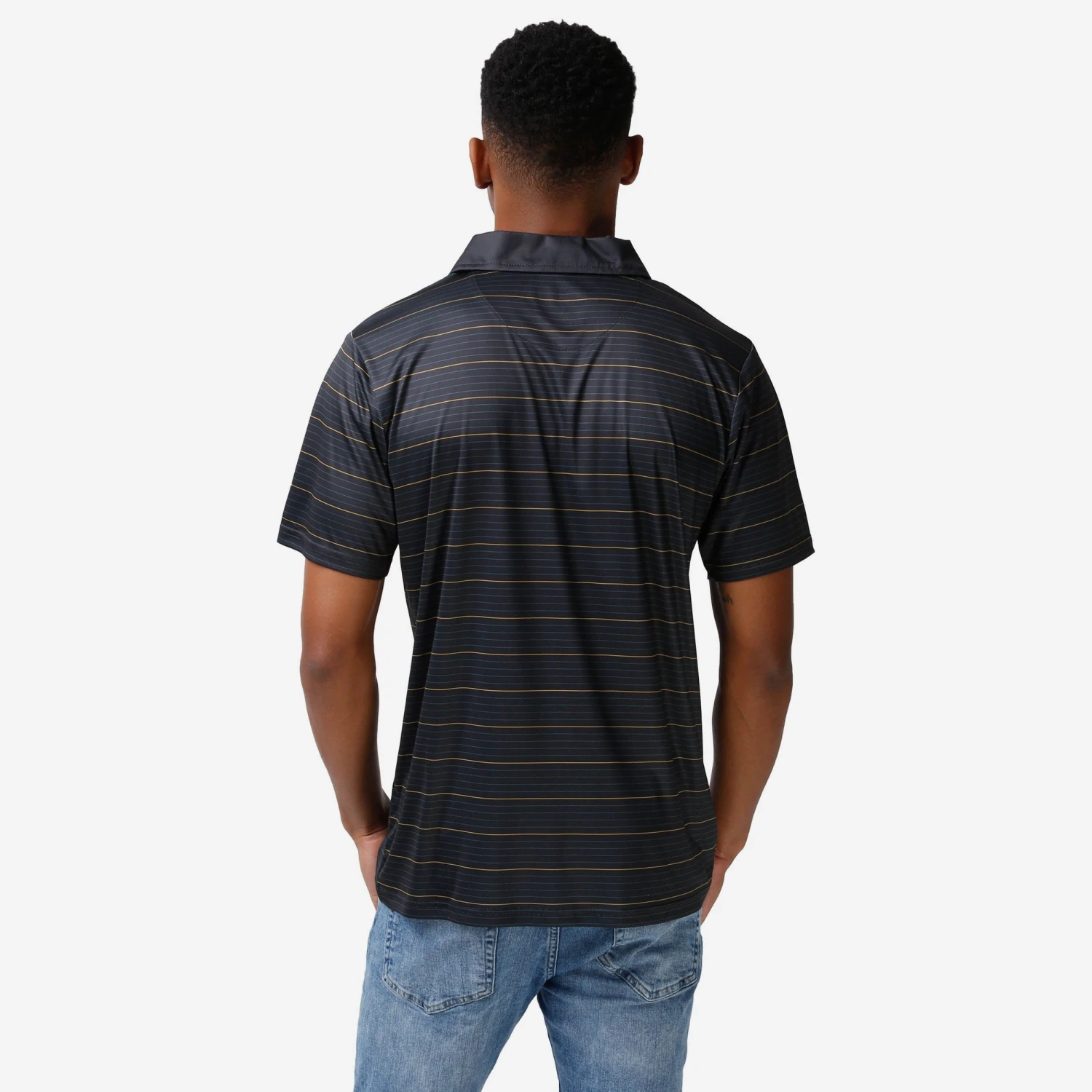 FOCO Jacksonville Jaguars Striped Polyester Polo 4 FOCO Jacksonville Jaguars Striped Polyester Polo - Image 2