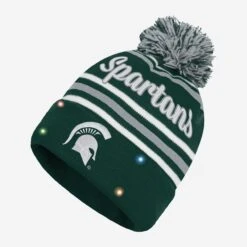 FOCO Michigan State Spartans Womens Wordmark Script Light Up Beanie