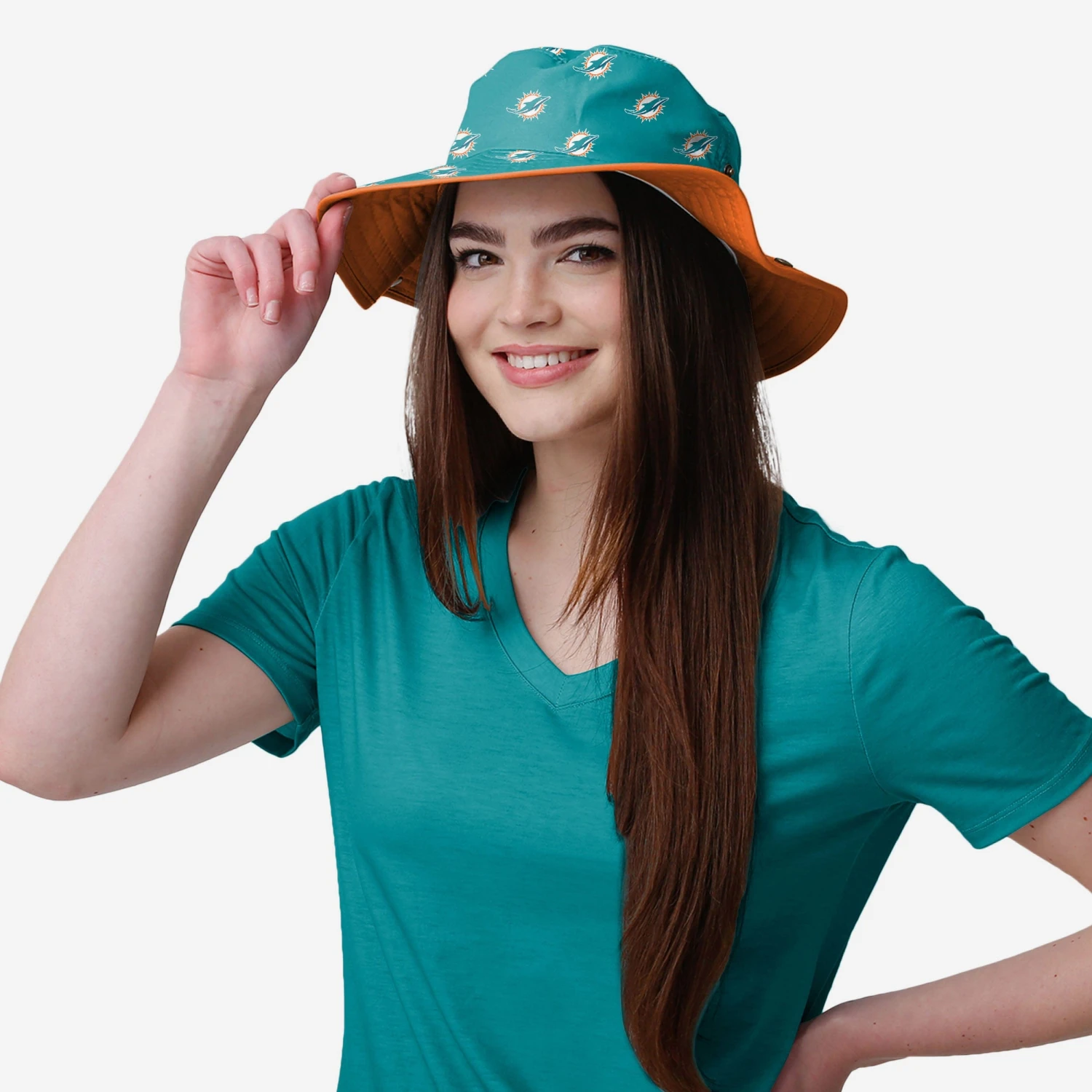 FOCO Miami Dolphins Womens Mini Print Hybrid Boonie Hat 4 FOCO Miami Dolphins Womens Mini Print Hybrid Boonie Hat - Image 2
