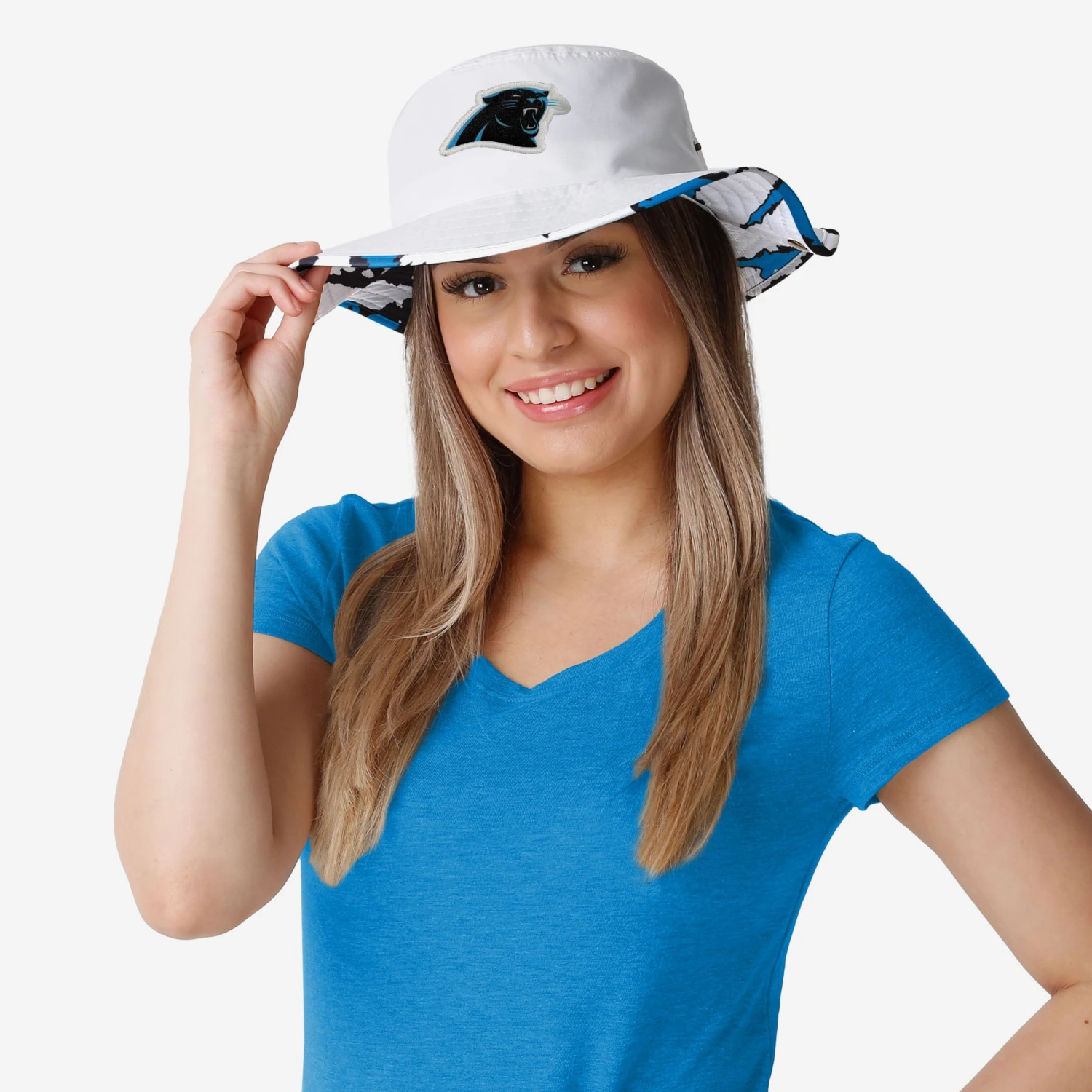 FOCO Carolina Panthers Womens White Hybrid Boonie Hat 4 FOCO Carolina Panthers Womens White Hybrid Boonie Hat - Image 2