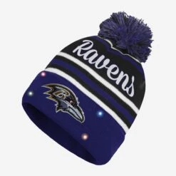 FOCO Baltimore Ravens Womens Wordmark Script Light Up Beanie
