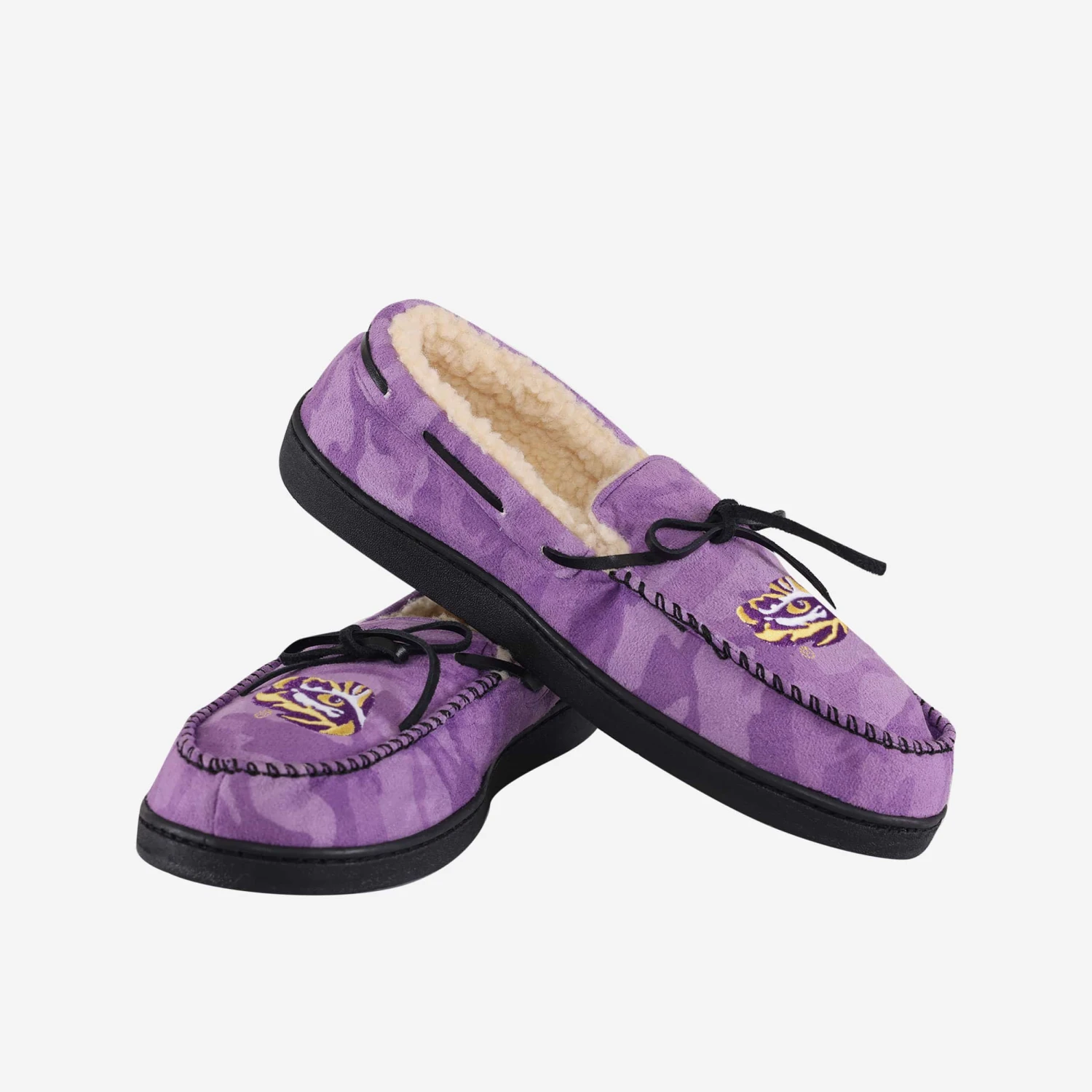 FOCO LSU Tigers Printed Camo Moccasin Slipper 5 FOCO LSU Tigers Printed Camo Moccasin Slipper - Image 3