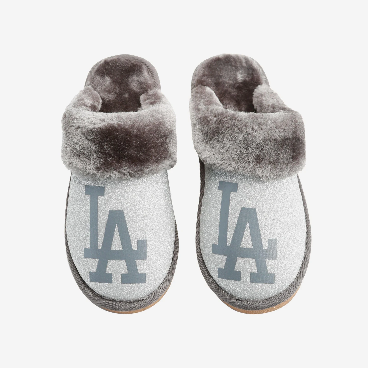 FOCO Los Angeles Dodgers Womens Glitter Open Back Fur Moccasin Slipper 4 FOCO Los Angeles Dodgers Womens Glitter Open Back Fur Moccasin Slipper - Image 2