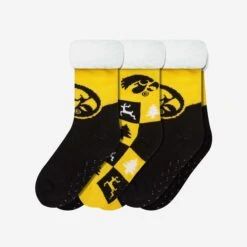 FOCO Iowa Hawkeyes Womens Fan Footy 3 Pack Slipper Socks