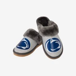 FOCO Penn State Nittany Lions Womens Glitter Open Back Fur Moccasin Slipper -FOCO Shop SLPWMNCOBGFPSE g3