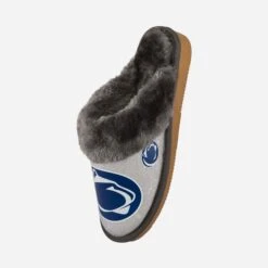 FOCO Penn State Nittany Lions Womens Glitter Open Back Fur Moccasin Slipper -FOCO Shop SLPWMNCOBGFPSE s