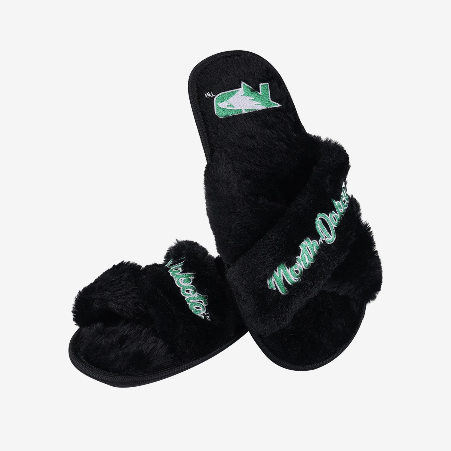 FOCO North Dakota Figthting Hawks Womens Script Wordmark Fur Cross Slide 5 FOCO North Dakota Figthting Hawks Womens Script Wordmark Fur Cross Slide - Image 3