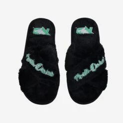 FOCO North Dakota Figthting Hawks Womens Script Wordmark Fur Cross Slide