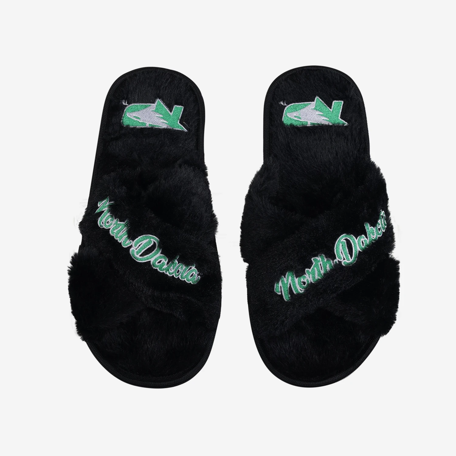 FOCO North Dakota Figthting Hawks Womens Script Wordmark Fur Cross Slide 3 FOCO North Dakota Figthting Hawks Womens Script Wordmark Fur Cross Slide