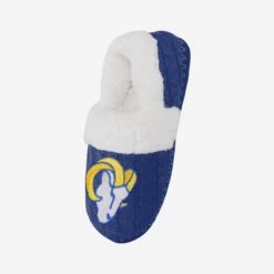 FOCO Los Angeles Rams Womens Team Color Moccasin Slipper -FOCO Shop SLPWMNF16FURMOC2SR s