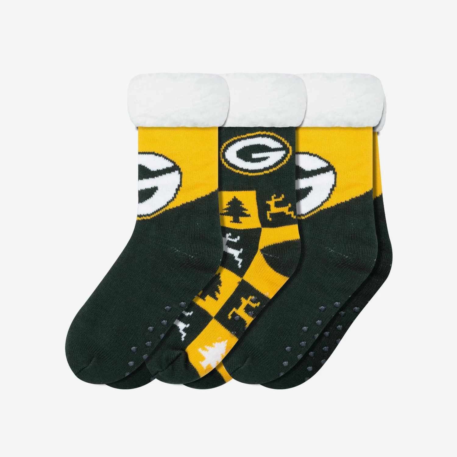FOCO Green Bay Packers Womens Fan Footy 3 Pack Slipper Socks 3 FOCO Green Bay Packers Womens Fan Footy 3 Pack Slipper Socks