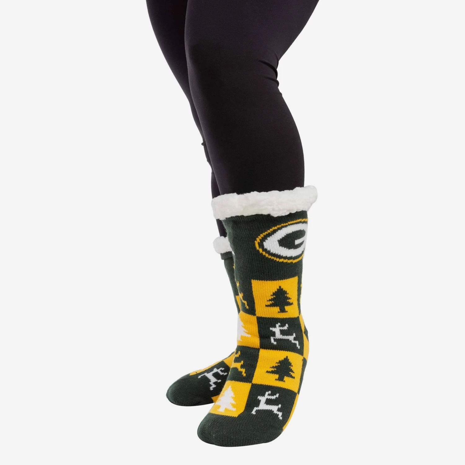FOCO Green Bay Packers Womens Fan Footy 3 Pack Slipper Socks 4 FOCO Green Bay Packers Womens Fan Footy 3 Pack Slipper Socks - Image 2