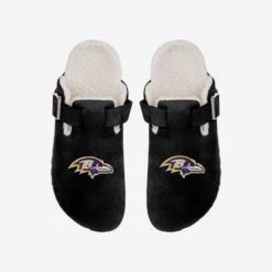 FOCO Baltimore Ravens Womens Fur Buckle Clog Slipper