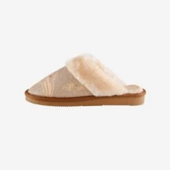 FOCO Baltimore Ravens Womens Glitter Open Back Fur Moccasin Slipper