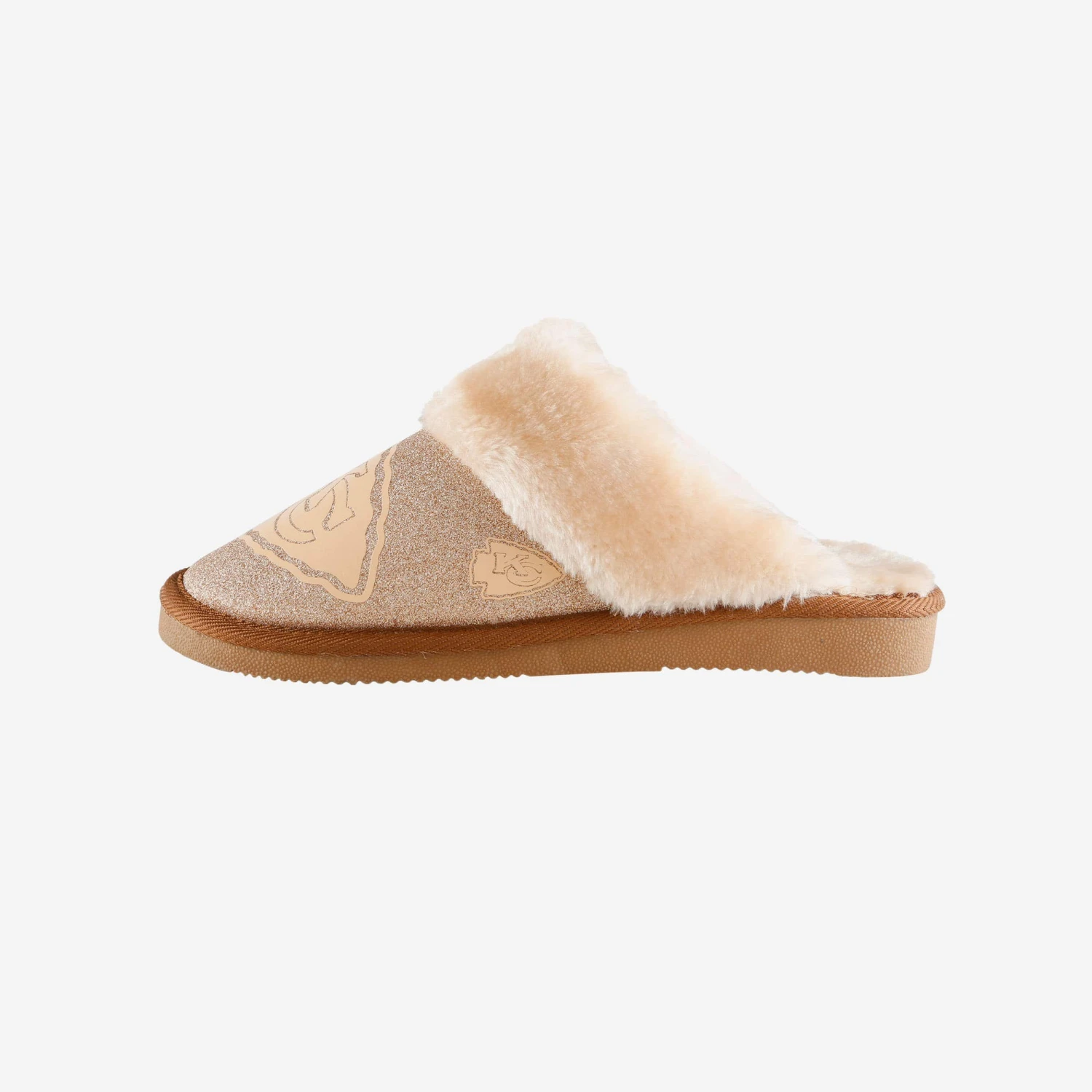 FOCO Kansas City Chiefs Womens Glitter Open Back Fur Moccasin Slipper 3 FOCO Kansas City Chiefs Womens Glitter Open Back Fur Moccasin Slipper