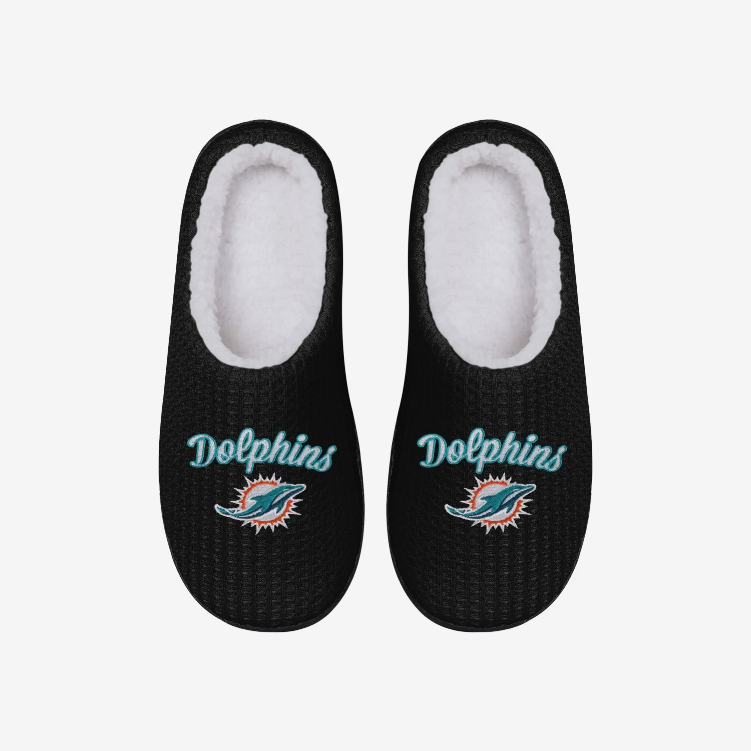 FOCO Miami Dolphins Womens Sherpa Lined Memory Foam Slipper 4 FOCO Miami Dolphins Womens Sherpa Lined Memory Foam Slipper - Image 2