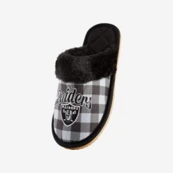 FOCO Las Vegas Raiders Womens Plaid Sherpa Mule Slipper -FOCO Shop SLPWMNFSHMULEOR g3