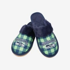 FOCO Seattle Seahawks Womens Plaid Sherpa Mule Slipper 10 FOCO Seattle Seahawks Womens Plaid Sherpa Mule Slipper -FOCO Shop SLPWMNFSHMULESS g4