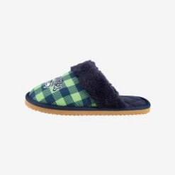 FOCO Seattle Seahawks Womens Plaid Sherpa Mule Slipper
