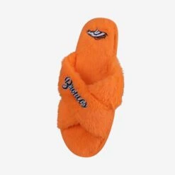 FOCO Denver Broncos Womens Script Wordmark Fur Cross Slide -FOCO Shop SLPWMNFWMSFRDB s